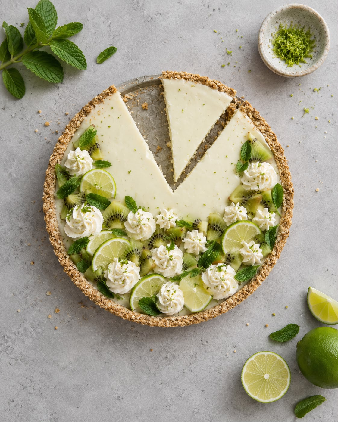 Tarta Fresca de Lima, Kiwi y Menta